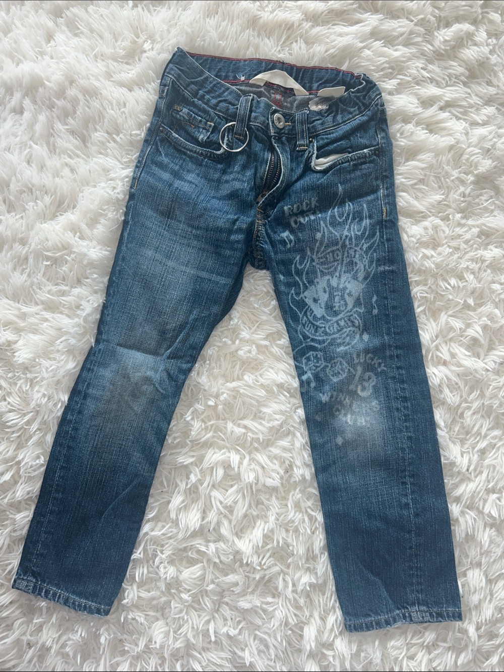 Kids Blue Graphic Slim Jeans